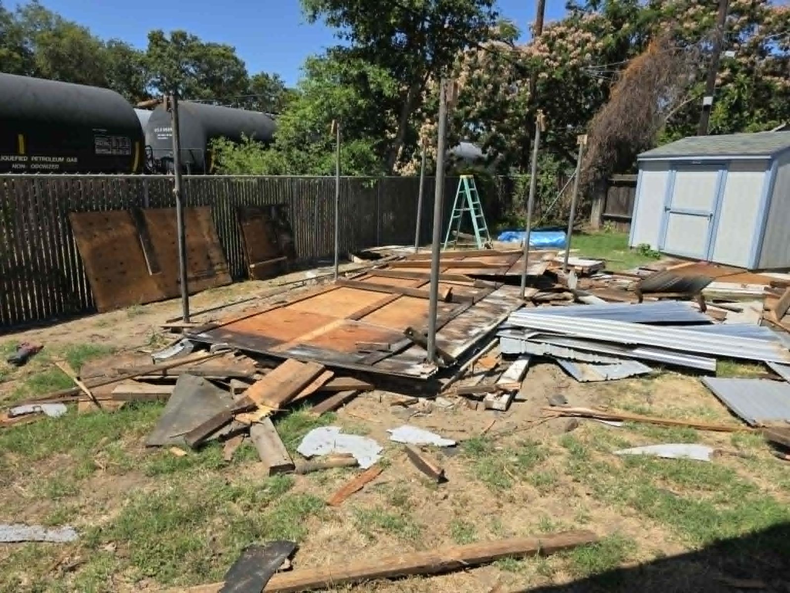 Clean Slate Hauling and Removal shed demolition in progress
